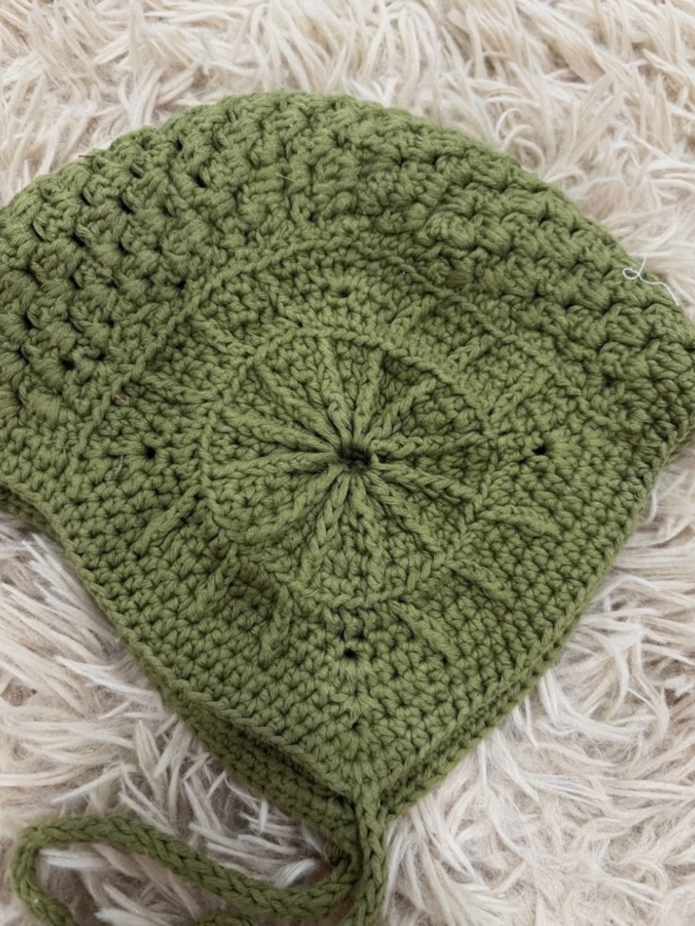 Handmade Olive Crochet Earflap Hat for Kids